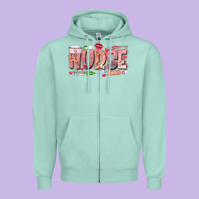 Nurse Valentine Zipper Hoodie Designed By Cowhidedigitalart