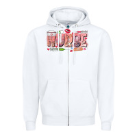 White Nurse Valentine Zipper Hoodie - CowhideDigitalArt