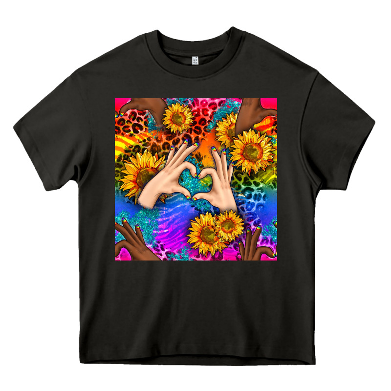 Heart And Sunflowers With Neon Leopard Patterns Heavy Core Tee by BundleAndBundleShop | Teevron