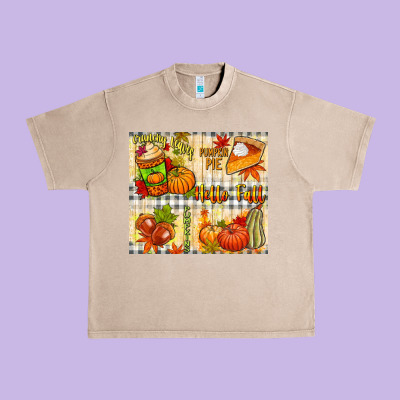 Hello Fall Pumpkins Urban Heavy Tee Designed By Nancycooperartshop