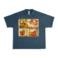 Midnight Navy Hello Fall pumpkins Urban Heavy Tee - NancyCooperArtShop