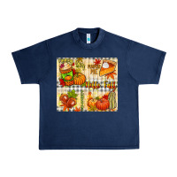 Navy Hello Fall pumpkins Urban Heavy Tee - NancyCooperArtShop