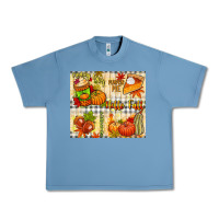 Pebble Blue Hello Fall pumpkins Urban Heavy Tee - NancyCooperArtShop
