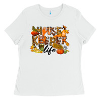 White Housekeeper life fall Ladies Tee - LillyAllenDesigns