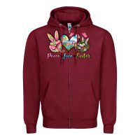 Burgundy Peace love Easter Zipper Hoodie - LillyAllenDesigns