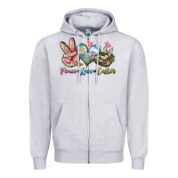 Heather Grey Peace love Easter Zipper Hoodie - LillyAllenDesigns