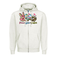 Oatmeal Heather Peace love Easter Zipper Hoodie - LillyAllenDesigns