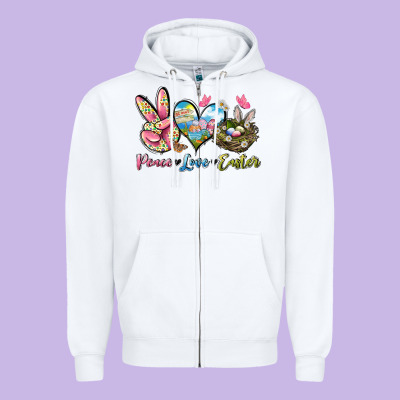 Peace Love Easter Zipper Hoodie Designed By Lillyallendesigns