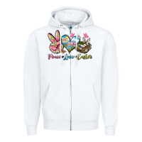 White Peace love Easter Zipper Hoodie - LillyAllenDesigns