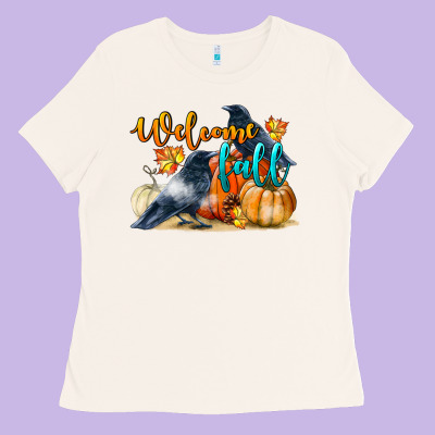 Welcome Fall With Crow Ladies Tee Designed By Lillyallendesigns