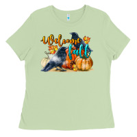 Matcha Welcome Fall With Crow Ladies Tee - LillyAllenDesigns