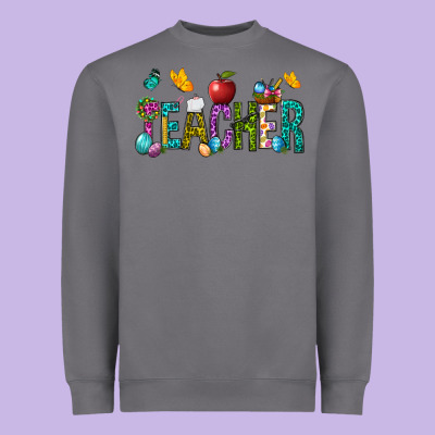 Easter Teacher Heavyweight Sweatshirt Designed By Bundleandbundleshop