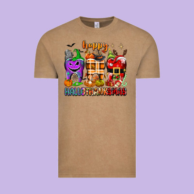 Happy Hallothanksmas Teeth Vintage Tee Designed By Texasbilliewilder