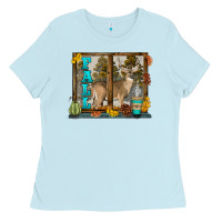 Baby Blue White Tailed Buck Fall Ladies Tee - LillyAllenDesigns