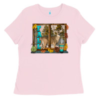 Bubblegum Pink White Tailed Buck Fall Ladies Tee - LillyAllenDesigns