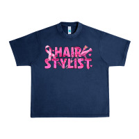 Navy Breast Cancer hair stylist Urban Heavy Tee - texasbilliewilder
