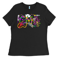 Black CMA Certified Medical Assistant Mardi Gras Ladies Tee - LillyAllenDesigns