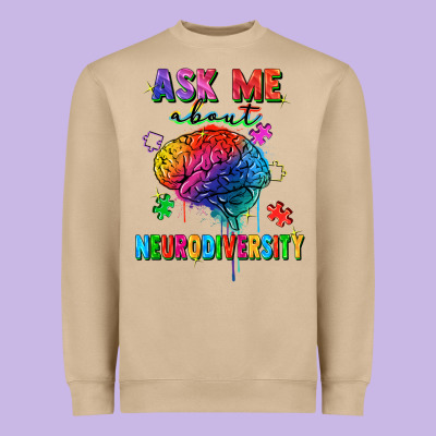 Ask Me About Neurodiversity Heavyweight Sweatshirt Designed By Fadigitalartstudio