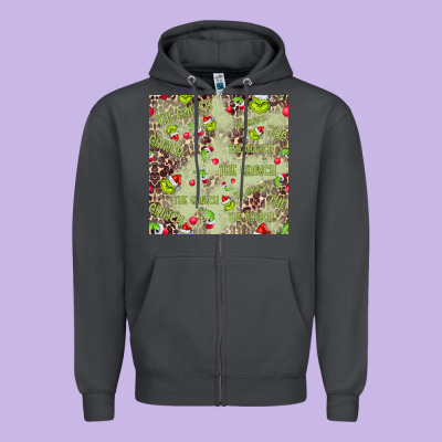 The Grinch Seamless Zipper Hoodie Designed By Cowhidedigitalart
