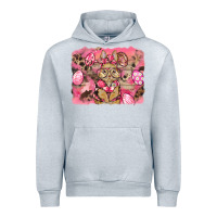 Heather Grey pink camouflage bunny background Urban Hoodie - BarkalooDesign