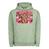 Pigment Oil Green pink camouflage bunny background Urban Hoodie - BarkalooDesign