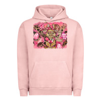 Pigment Salmon pink camouflage bunny background Urban Hoodie - BarkalooDesign