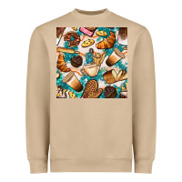 Mushroom bakery coffee cups cookie and donut with turquoise glitter seamless pa Heavyweight Sweatshirt - BundleAndBundleShop