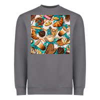 Bakery Coffee Cups Cookie And Donut With Turquoise Glitter Seamless Pa Heavyweight Sweatshirt | Teevron