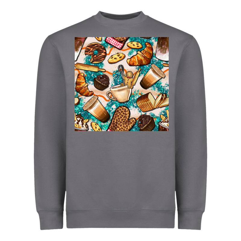 Bakery Coffee Cups Cookie And Donut With Turquoise Glitter Seamless Pa Heavyweight Sweatshirt by BundleAndBundleShop | Teevron
