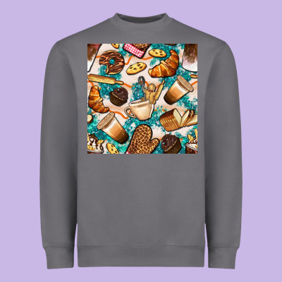 Bakery Coffee Cups Cookie And Donut With Turquoise Glitter Seamless Pa Heavyweight Sweatshirt Designed By Bundleandbundleshop