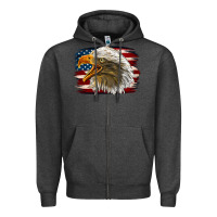 Charcoal Heather Western American Flag Eagle Zipper Hoodie - LillyAllenDesigns