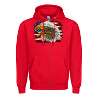 Red Western American Flag Eagle Zipper Hoodie - LillyAllenDesigns