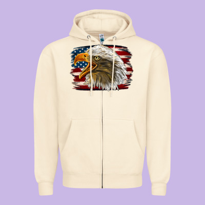 Western American Flag Eagle Zipper Hoodie Designed By Lillyallendesigns