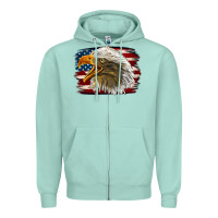 Seafoam Western American Flag Eagle Zipper Hoodie - LillyAllenDesigns