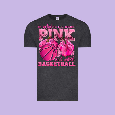 In October We Wear Pink And Watch Basketball Vintage Tee Designed By Texasbilliewilder
