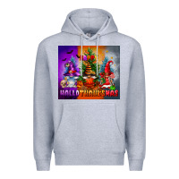 Heather Grey happy hallothanksmas Premium Hoodie - FaDigitalArtStudio