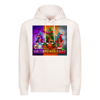 Pale Pink happy hallothanksmas Premium Hoodie - FaDigitalArtStudio