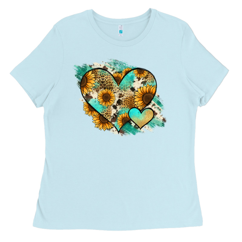 Leopard Sunflower Cowhide Glitter Heart Ladies Tee by RanaPortraitStore | Teevron