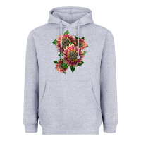 Heather Grey 4 crimson blaze sunflower Heavyweight Hoodie - LillyAllenDesigns