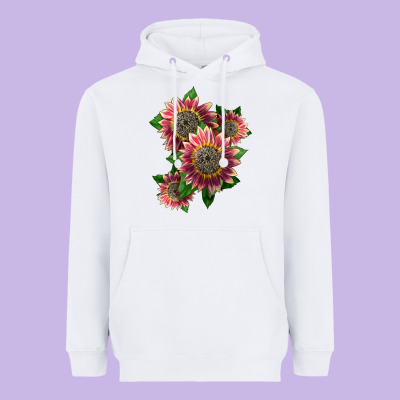 4 Crimson Blaze Sunflower Heavyweight Hoodie Designed By Lillyallendesigns