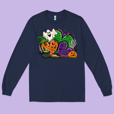 Halloween Heart Long Sleeve Tee Designed By Cowgirlartshop