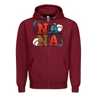 Burgundy Baseball nana leopard frame Zipper Hoodie - LillyAllenDesigns