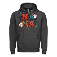 Charcoal Heather Baseball nana leopard frame Zipper Hoodie - LillyAllenDesigns