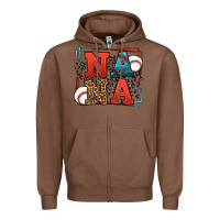 Chestnut Baseball nana leopard frame Zipper Hoodie - LillyAllenDesigns