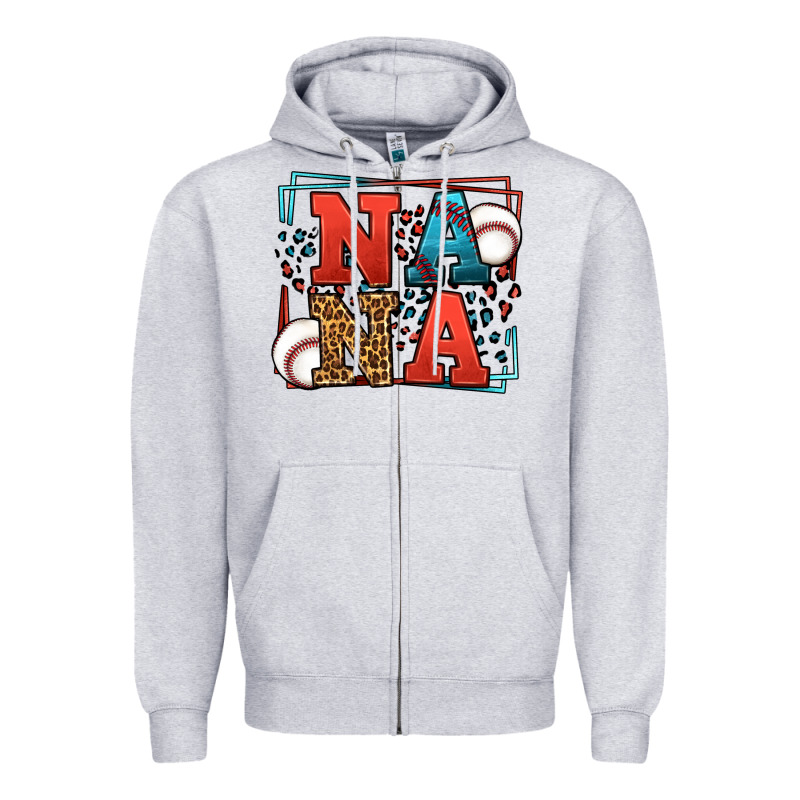 Baseball Nana Leopard Frame Zipper Hoodie by LillyAllenDesigns | Teevron