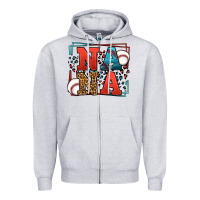 Heather Grey Baseball nana leopard frame Zipper Hoodie - LillyAllenDesigns