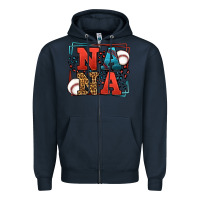 Navy Baseball nana leopard frame Zipper Hoodie - LillyAllenDesigns
