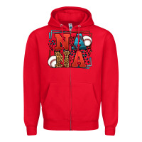 Red Baseball nana leopard frame Zipper Hoodie - LillyAllenDesigns