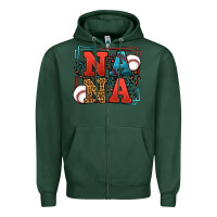 Sports Green Baseball nana leopard frame Zipper Hoodie - LillyAllenDesigns