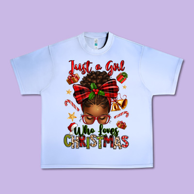 Just A Girl Who Loves Christmas Afro Messy Bun Urban Heavy Tee Designed By Texasbilliewilder